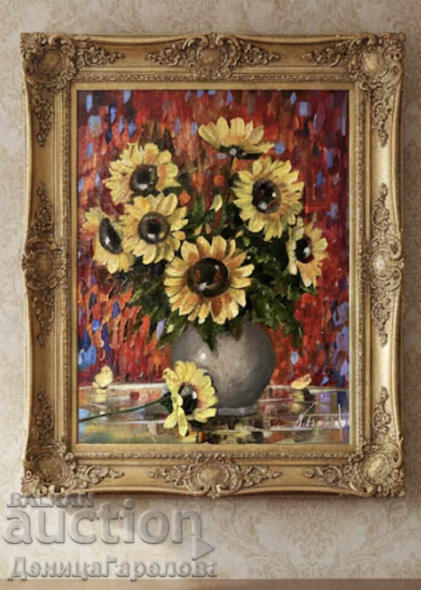 Denitsa Garelova Oil Painting 30/40 "Sunflowers" - 7