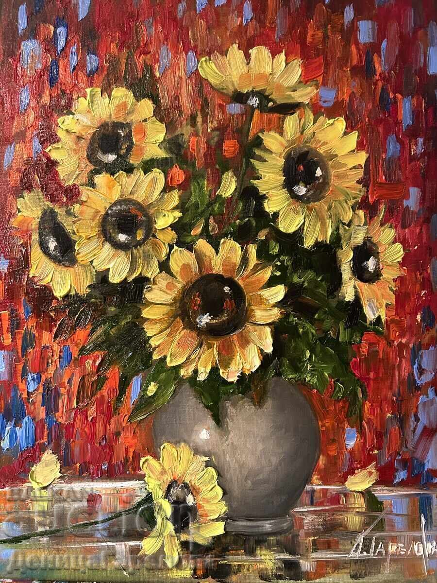 Denitsa Garelova Oil Painting 30/40 "Sunflowers"