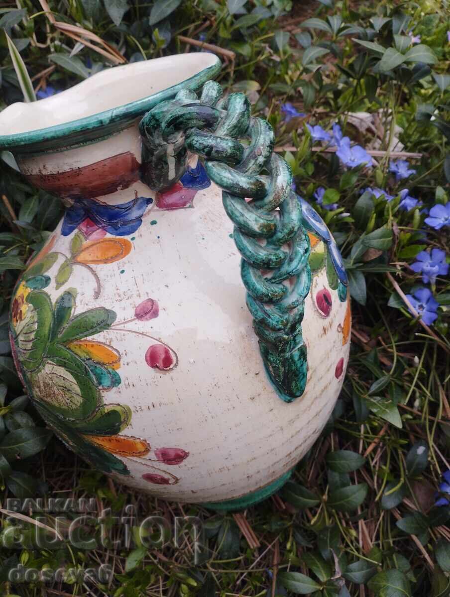 Licitație Strofa/vază italiană din teracotă majolică pictată manual