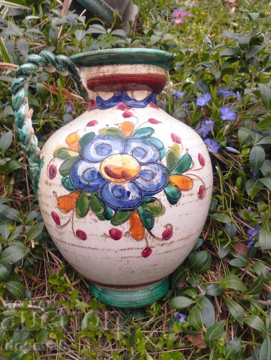 Livrarea Strofa/vază italiană din teracotă majolică pictată manual