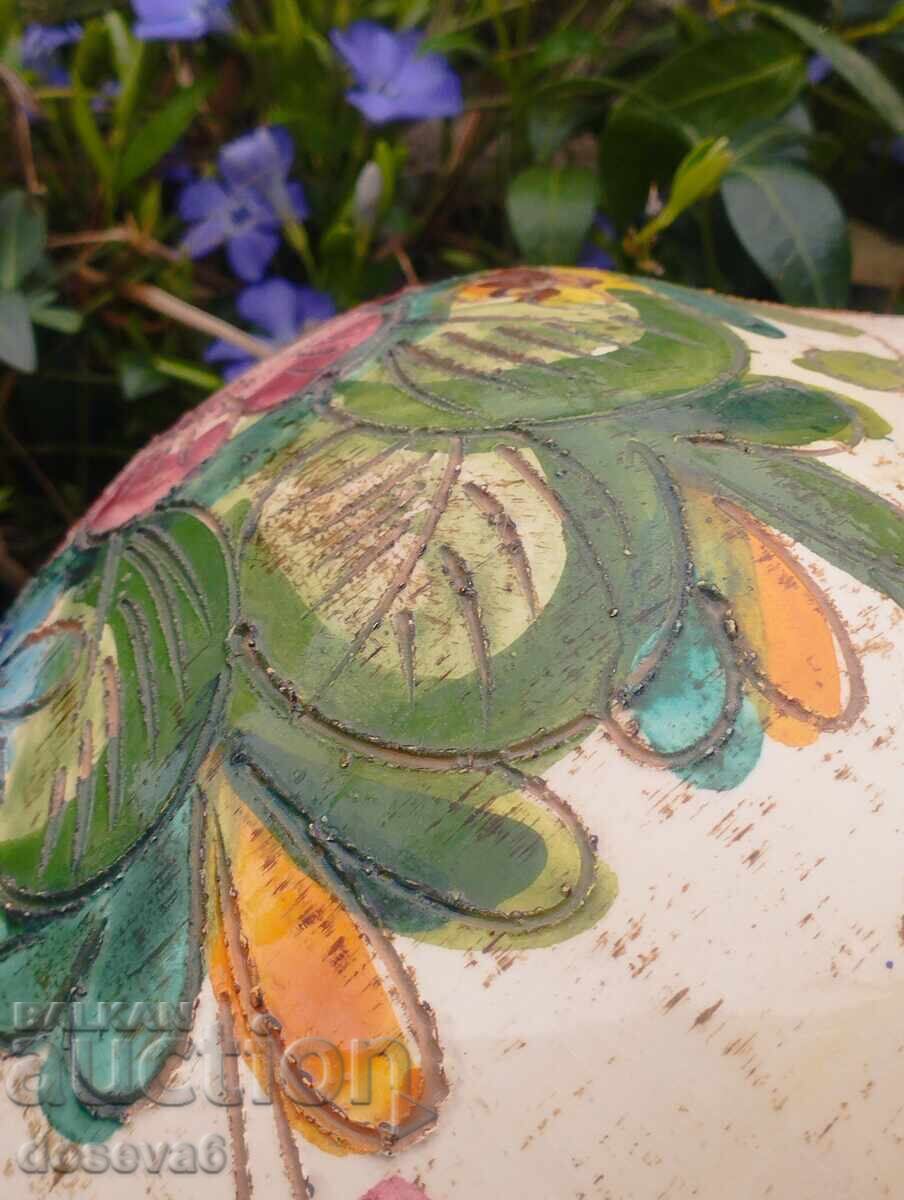 Strofa/vază italiană din teracotă majolică pictată manual - 6