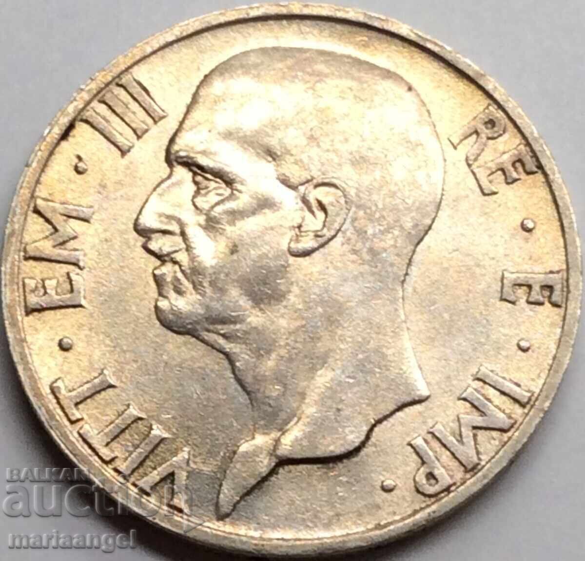 Livrarea 5 Lire 1936 Italia Argint UNC Aur Patină