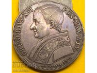 Скудо 1834 Ватикан понтифик Григори XVI сребро