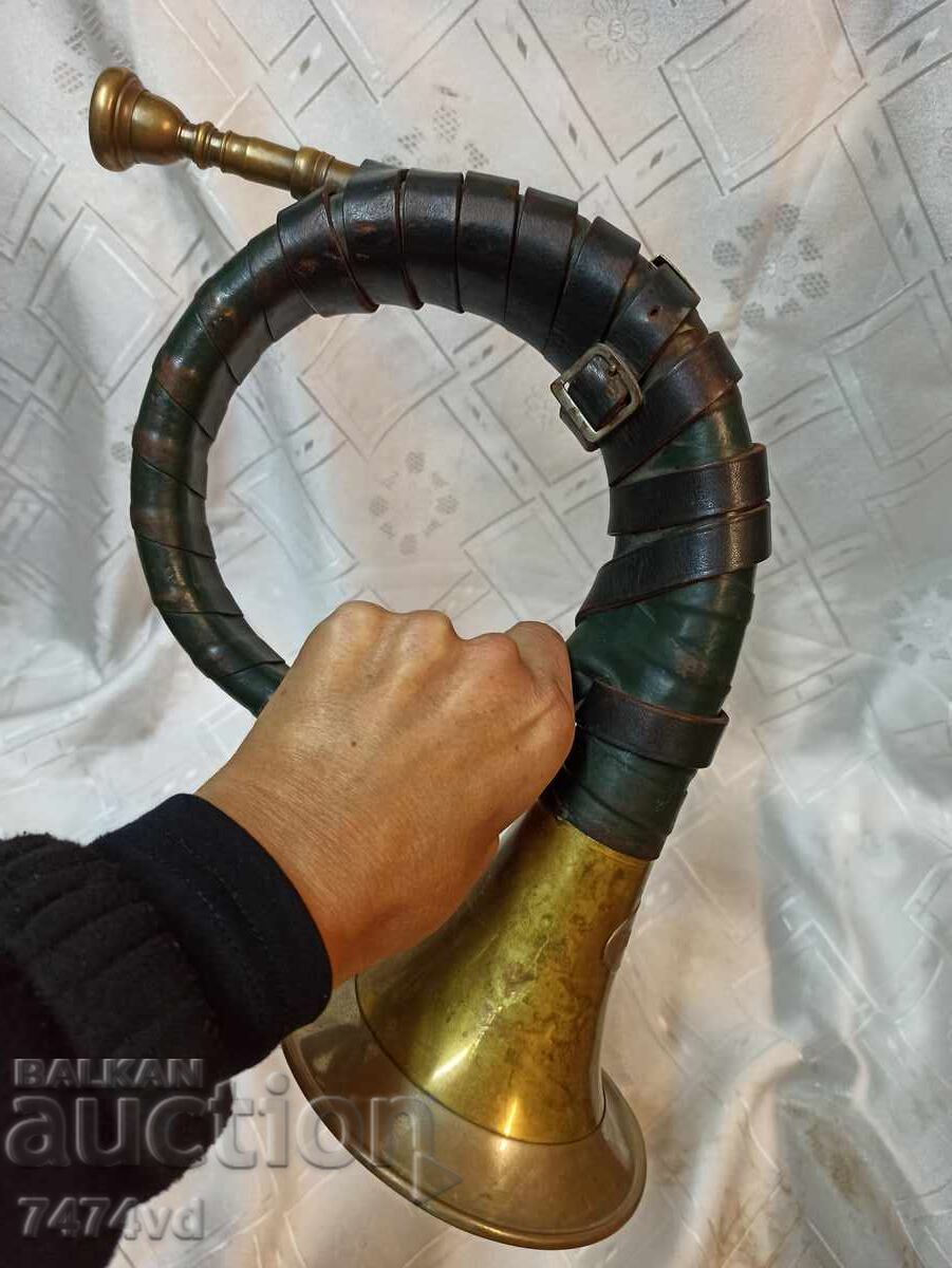 Authentic hunting horn, working Furst Pless with leather - 6