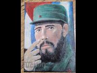 Pictură în ulei portret al lui Fidel Castro