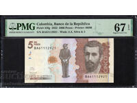Columbia 5000 Pesos 2022 Pick 459g PMG 67 EPQ Ref 2921