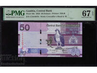 Gambia 50 Dalasis 2023 Pick 40c PMG 67 EPQ