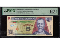 Guatemala 5 Quetzales 2022 Pick 122Af PMG 67 EPQ Ref 1524 Un