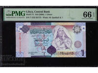 Libia 1 Dinar 2009 Pick 71 PMG 66 EPQ Ref 3773 Unc