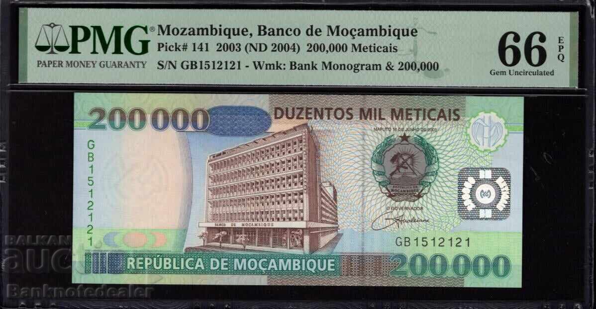 Mozambic 200.000 Meticais 2003 Pick 141 PMG 66 EPQ Ref 2121