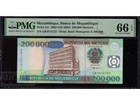 Mozambic 200.000 Meticais 2003 Pick 141 PMG 66 EPQ Ref 2121