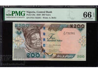 Nigeria 200 Naira 2020 Pick 29u PMG 66 EPQ Ref 2381 Unc