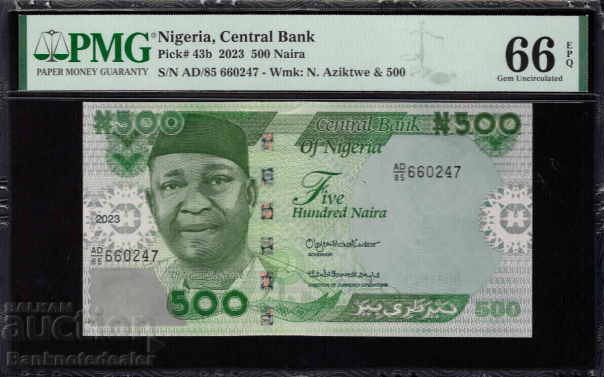 Nigeria 500 Naira 2023 Pick 43b PMG 66 EPQ Reference 0247 Uncirculated
