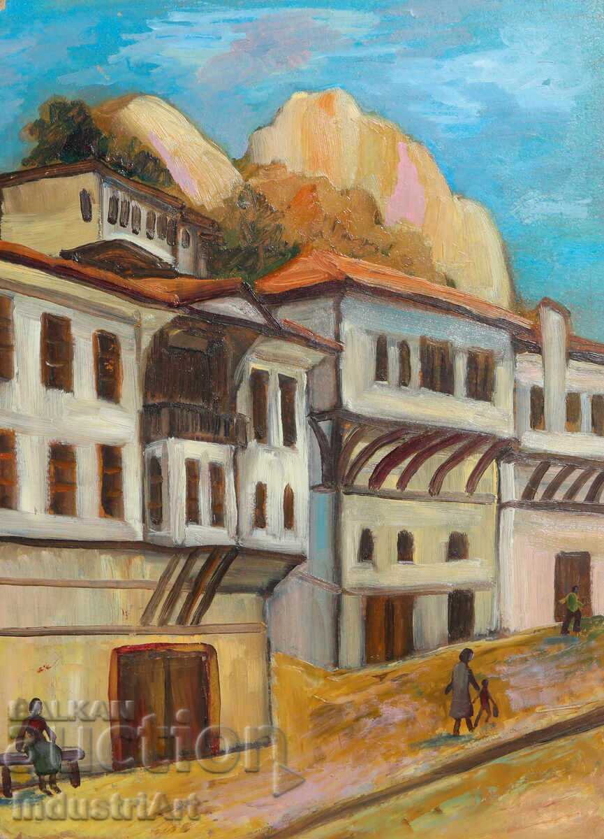 Peisaj rustic, pictură în ulei Peisaj rustic, pictură în ulei