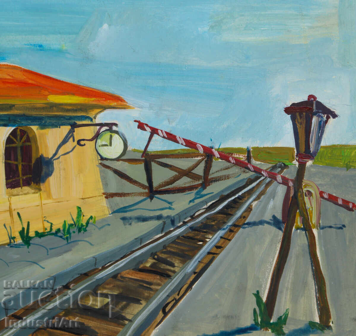 Πίνακας γκουάς αγροτικός σταθμός τοπίο - 5 Πίνακας γκουάς αγροτικός σταθμός τοπίο - 5