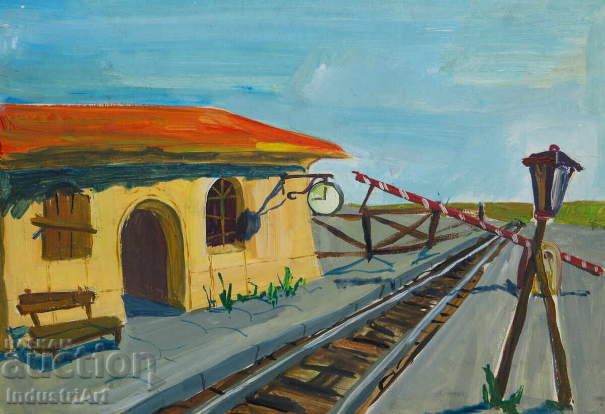 Πίνακας γκουάς αγροτικός σταθμός τοπίο Πίνακας γκουάς αγροτικός σταθμός τοπίο