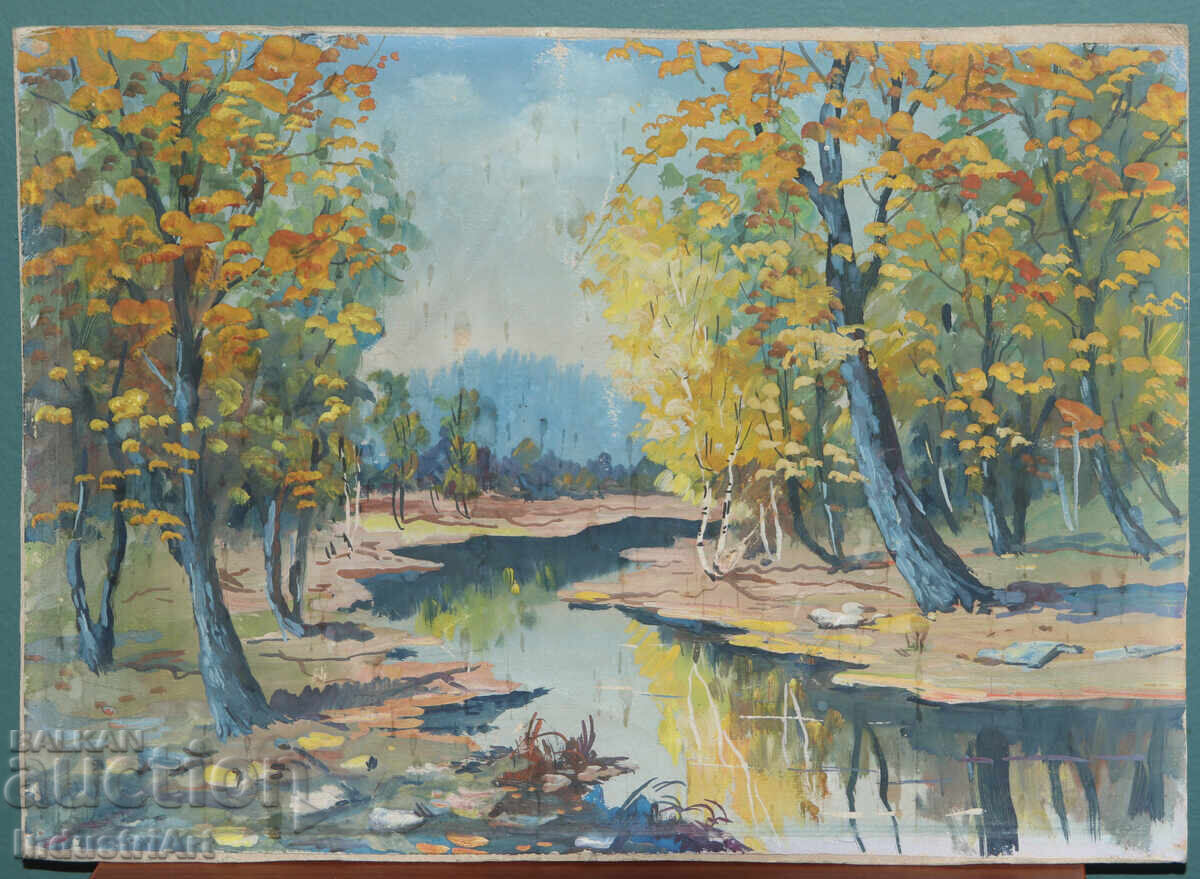 First half of the 20th century painting, spring landscape with price 180.00 BGN | € 92.03