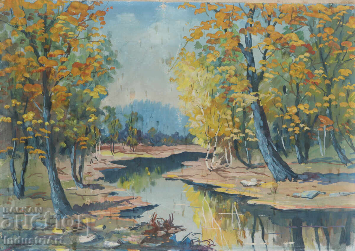 First half of the 20th century painting, spring landscape