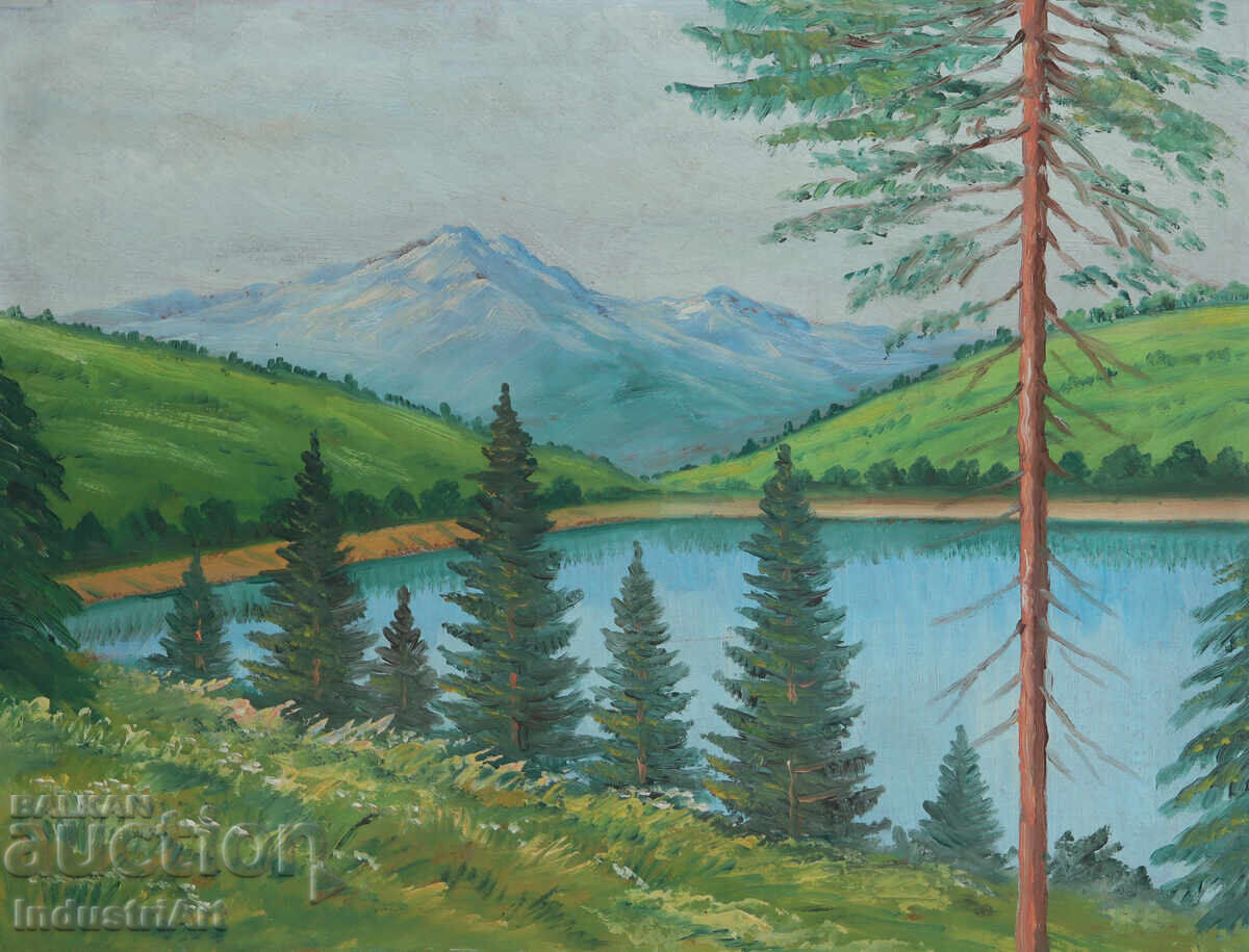 Δημοπρασία Παλιά ελαιογραφία, ανοιξιάτικο τοπίο