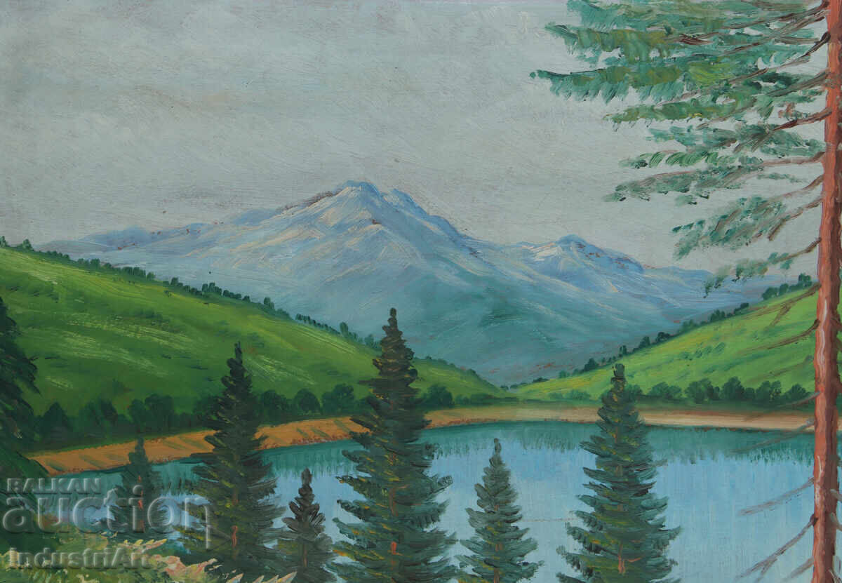 Παράδοση Παλιά ελαιογραφία, ανοιξιάτικο τοπίο