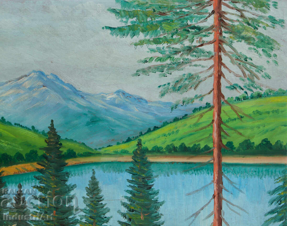 Παλιά ελαιογραφία, ανοιξιάτικο τοπίο - 5