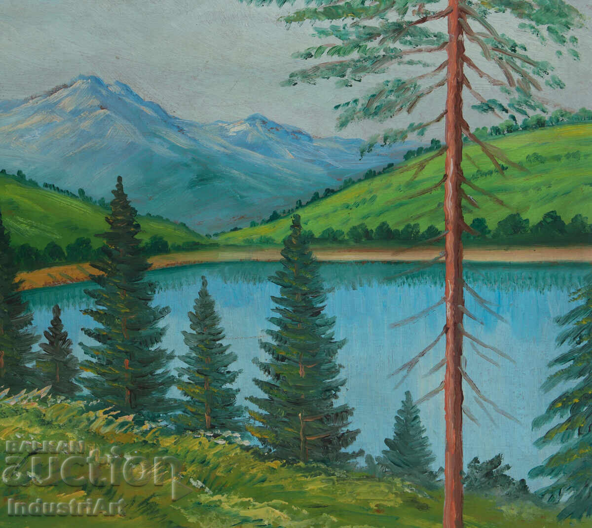 Παλιά ελαιογραφία, ανοιξιάτικο τοπίο - 6