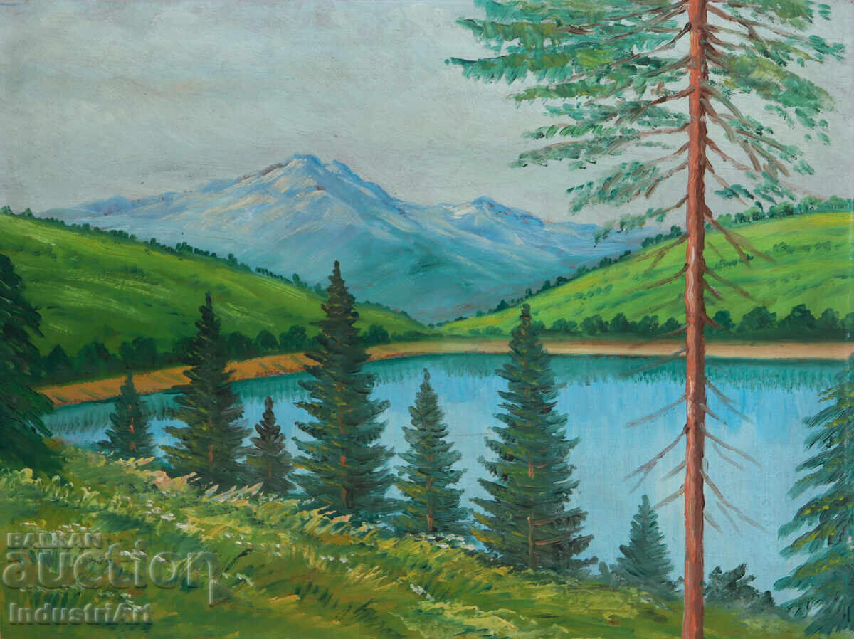 Παλιά ελαιογραφία, ανοιξιάτικο τοπίο