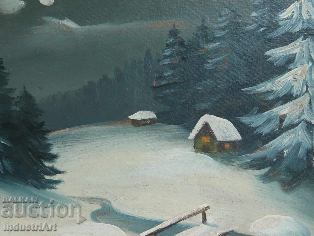 Стара картина маслени бои зимен пейзаж - 5 Стара картина маслени бои зимен пейзаж - 5