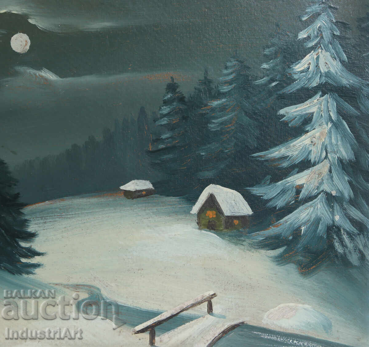 Стара картина маслени бои зимен пейзаж - 6 Стара картина маслени бои зимен пейзаж - 6