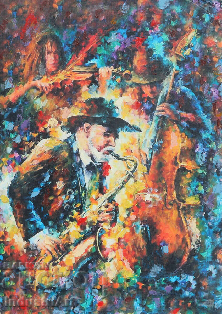 Аукцион Картина маслени бои джаз музиканти Аукцион Картина маслени бои джаз музиканти