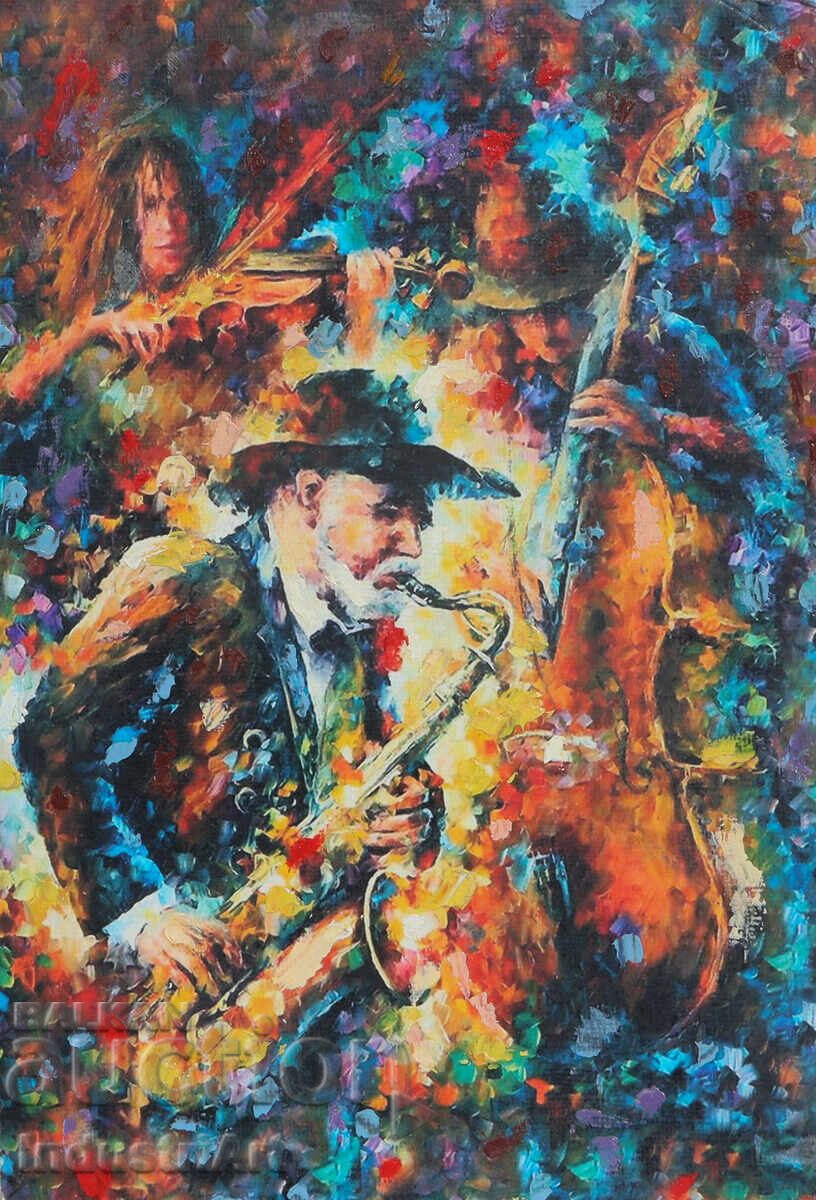 Картина маслени бои джаз музиканти Картина маслени бои джаз музиканти
