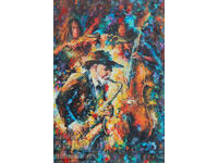 Έργο ζωγραφικής με λάδι, μουσικοί τζαζ