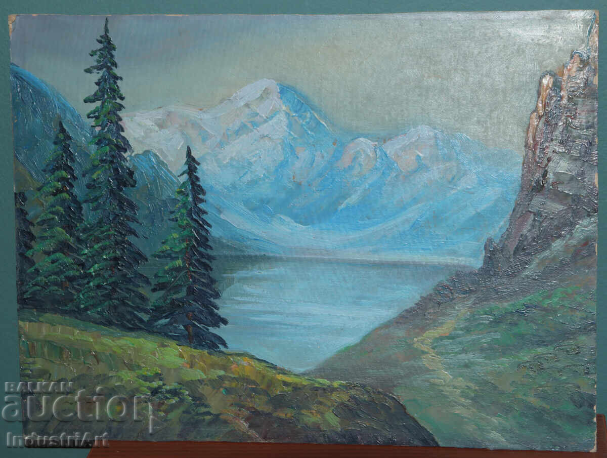 Δημοπρασία Παλιά ελαιογραφία ορεινού τοπίου