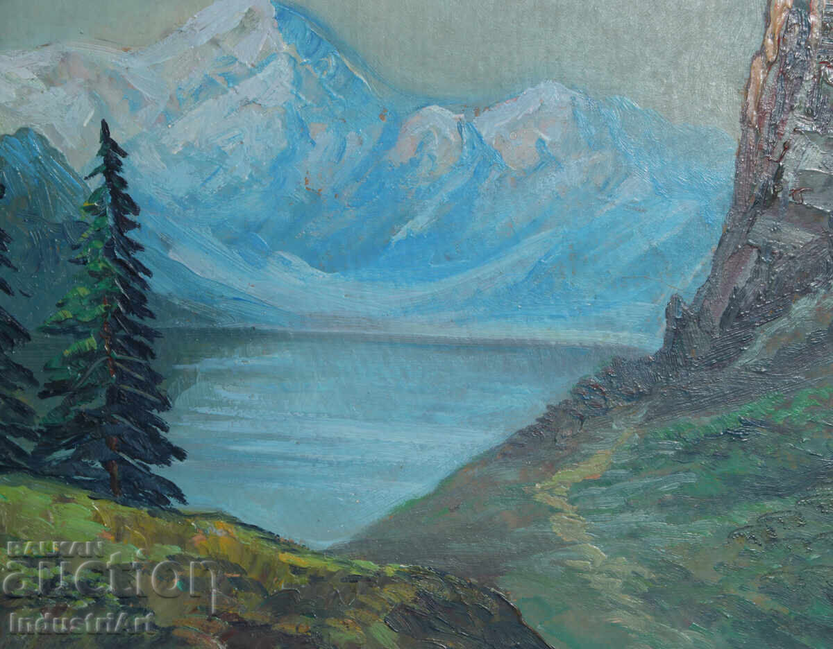 Παλιά ελαιογραφία ορεινού τοπίου - 6