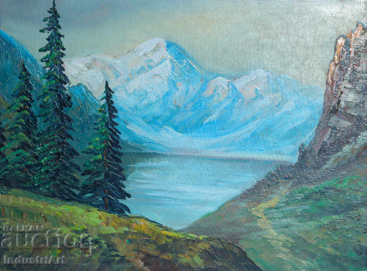 Παλιά ελαιογραφία ορεινού τοπίου