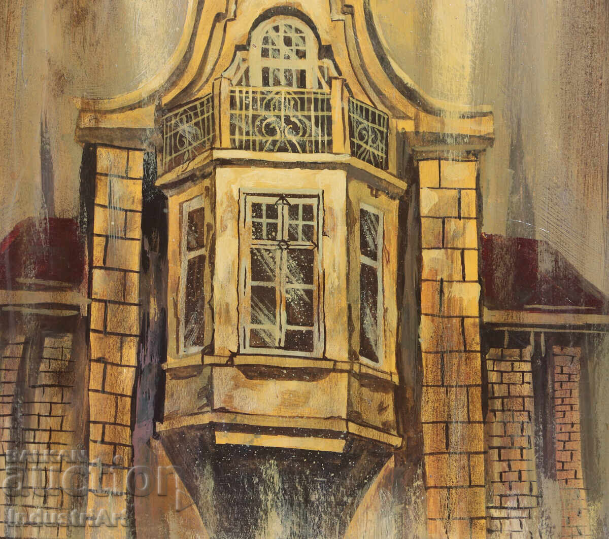 Μέσα του 20ου αιώνα ελαιογραφία αστικό τοπίο - 5