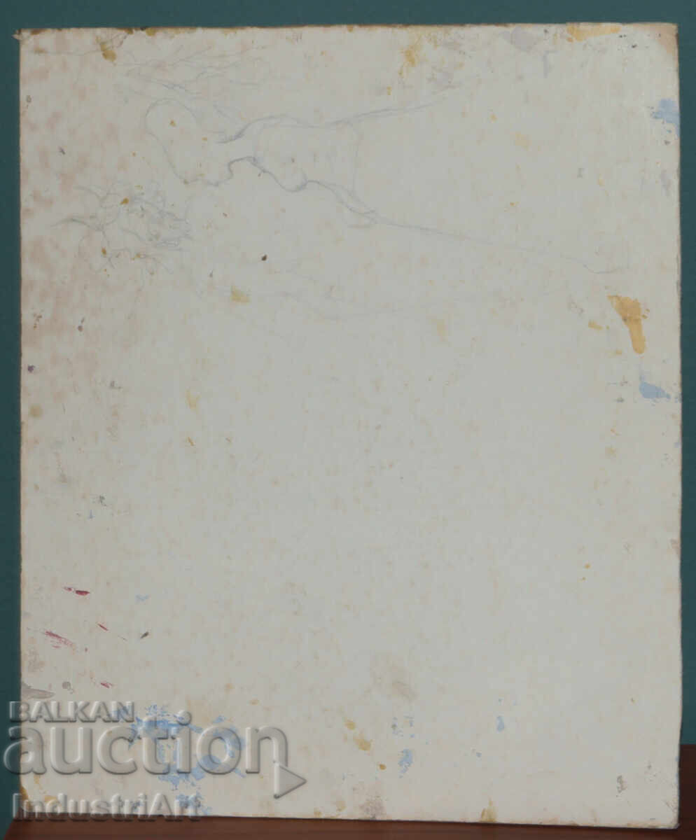 Μέσα του 20ου αιώνα ελαιογραφία αστικό τοπίο - 6