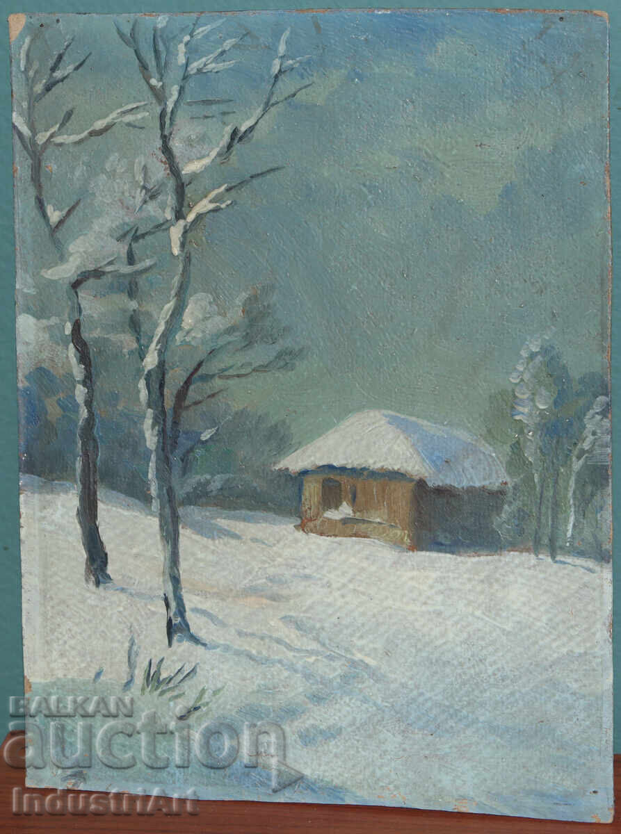 Old oil painting winter landscape with price 170.00 BGN | € 86.92