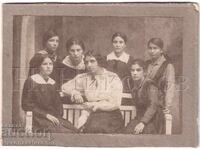 1917 FOTOGRAFIE VECHE CARTON ELEVE CU ÎNVĂȚĂTOARE E520