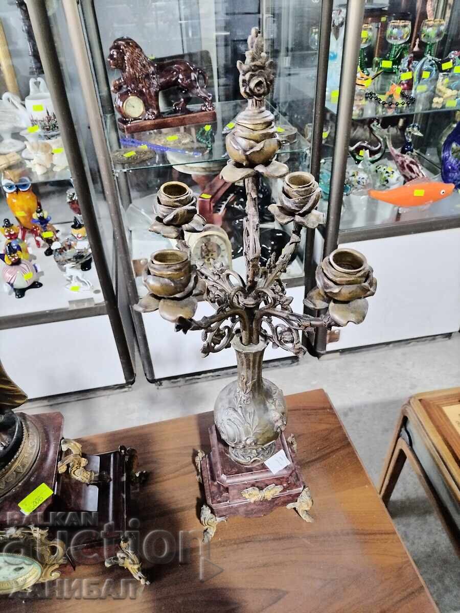BEAUTIFUL FIREPLACE CLOCK WITH TWO CANDLESTICKS with price 800.00 BGN | € 409.03
