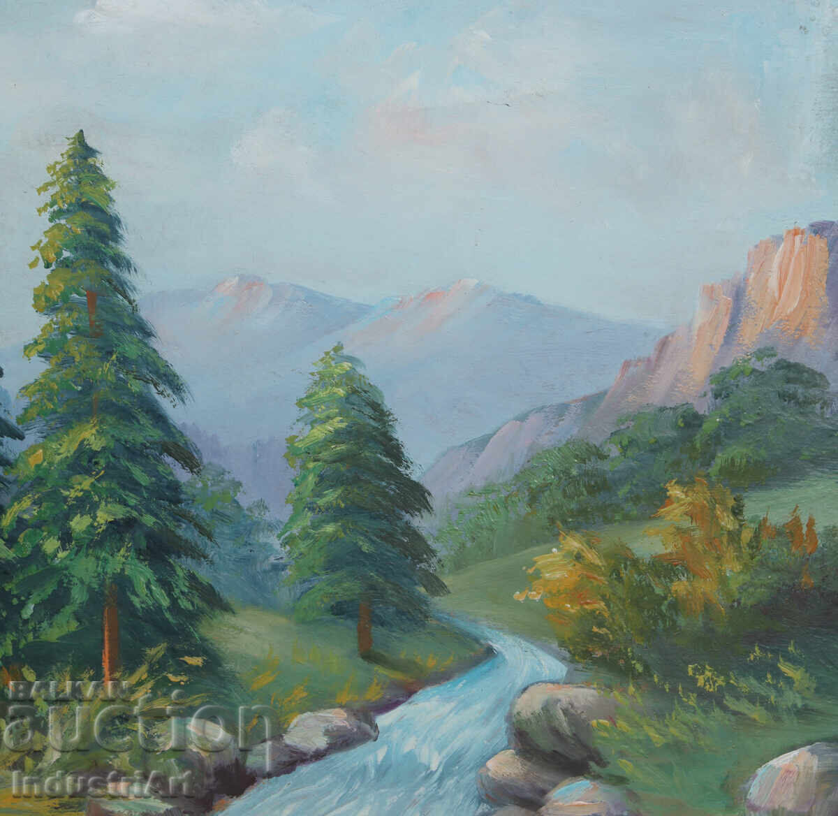 Παλιά ελαιογραφία ορεινού τοπίου - 6 Παλιά ελαιογραφία ορεινού τοπίου - 6