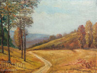 Παλιά ελαιογραφία, ανοιξιάτικο τοπίο