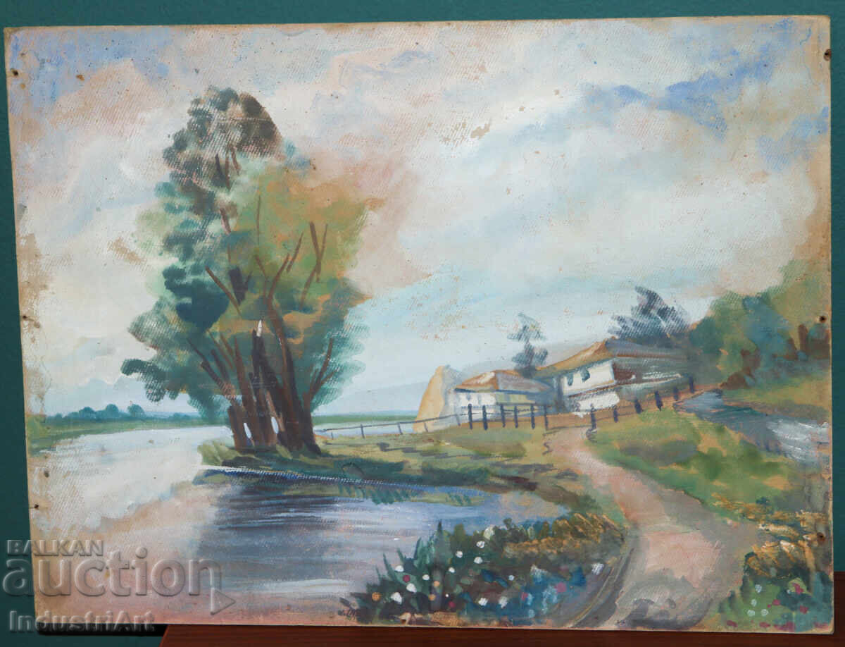Old oil painting, pastoral landscape with price 250.00 BGN | € 127.82