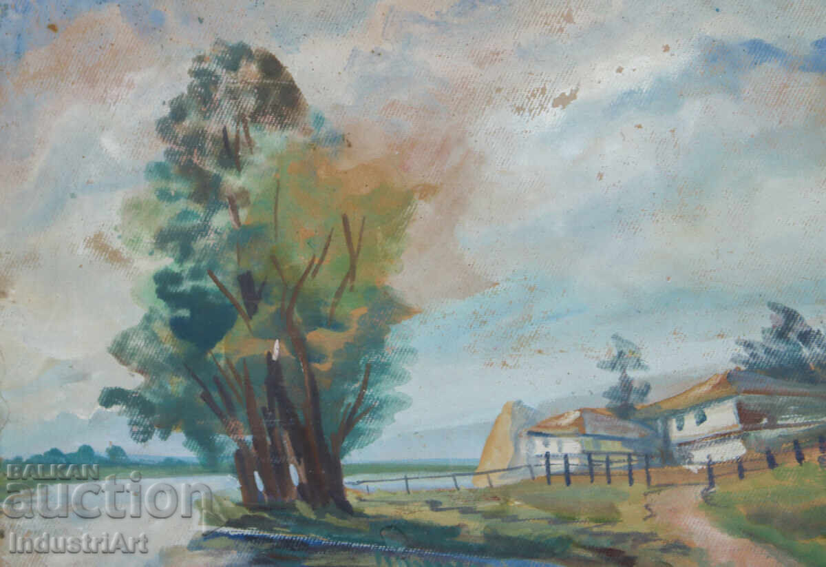 Delivery of Old oil painting, pastoral landscape