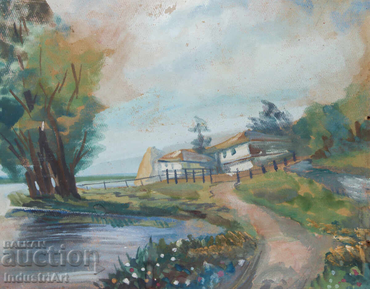 Old oil painting, pastoral landscape - 6