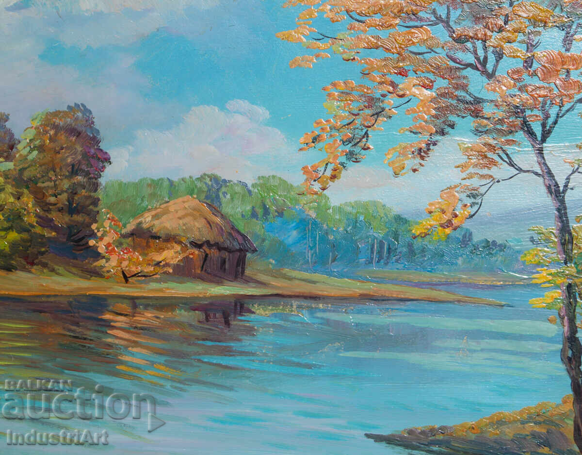 Delivery of Old oil painting, pastoral landscape