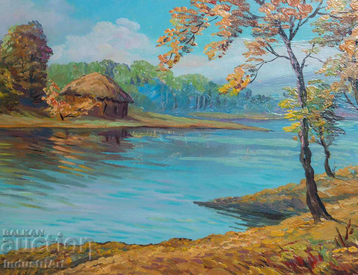 Old oil painting, pastoral landscape - 5