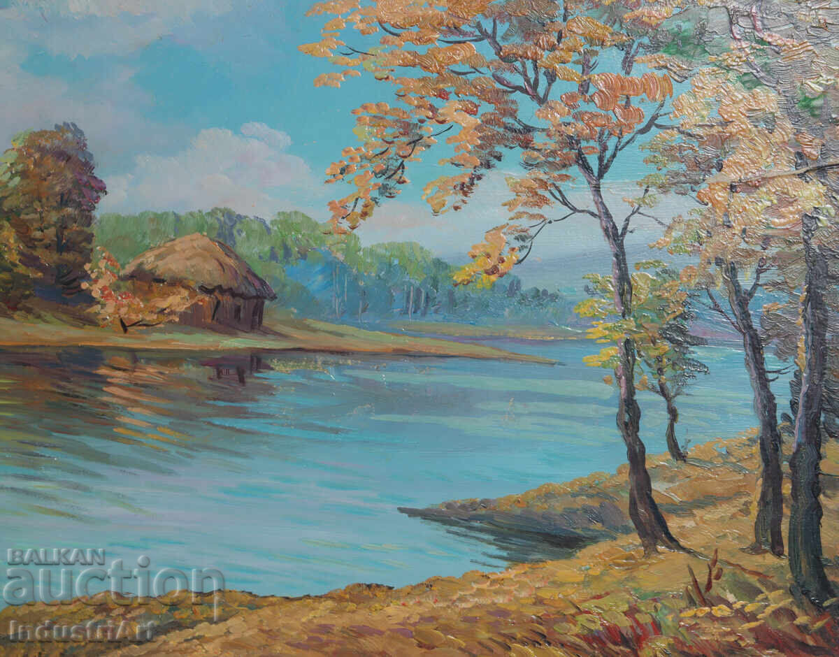 Old oil painting, pastoral landscape - 6