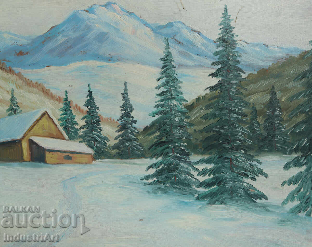Old oil painting, winter mountain landscape - 6