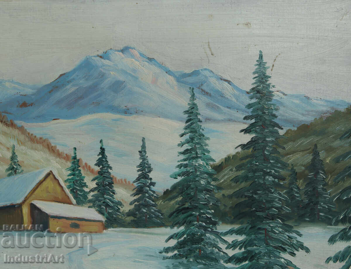 Old oil painting, winter mountain landscape - 7
